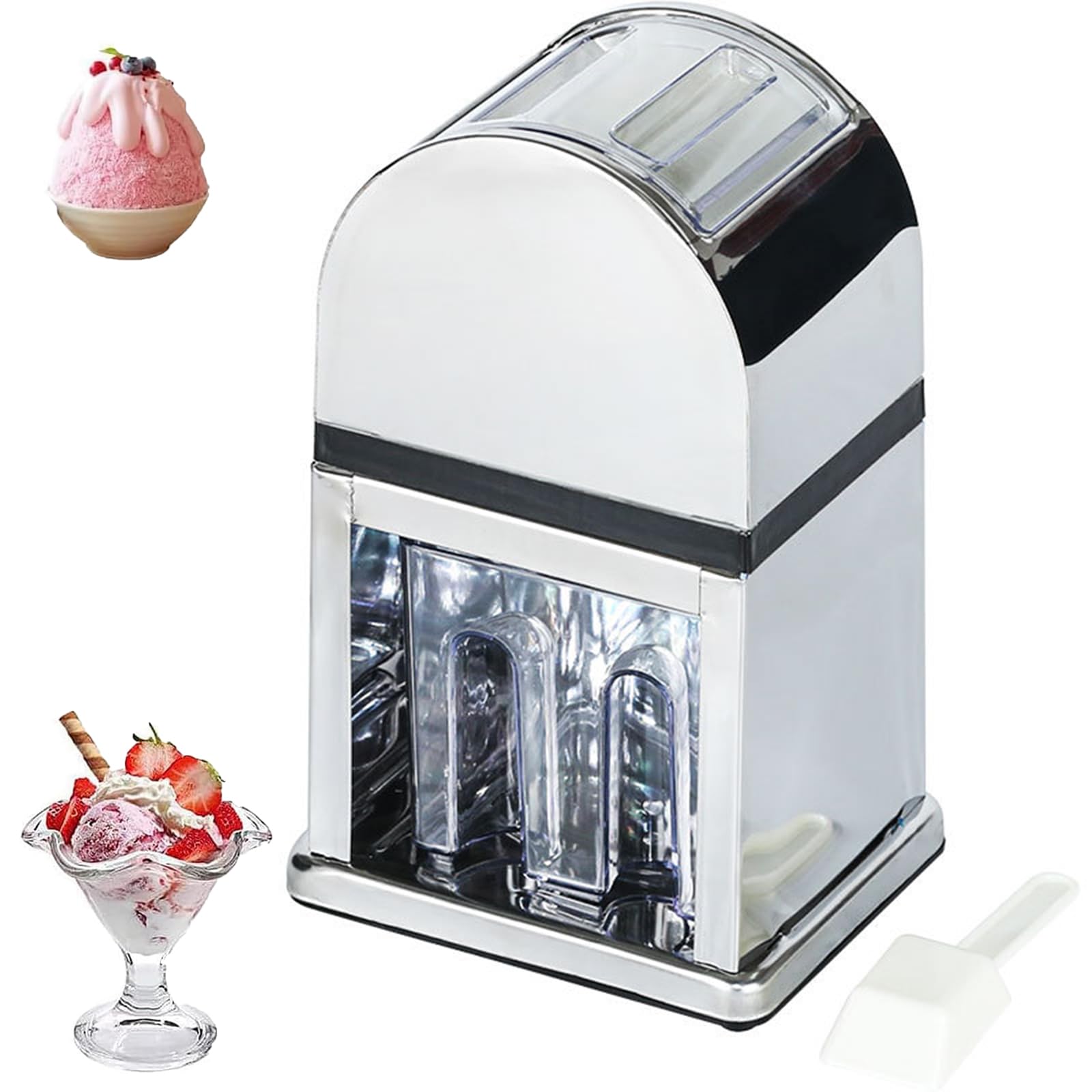 Broyeur à glace manuel avec manivelle et bac amovible