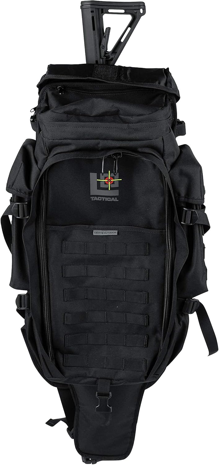 Levy's Outdoor, 46 Inch Military Tactical Rifle Backpack with MOLLE Webbing (LVO-BPTRB-46-BLK), Black, Large