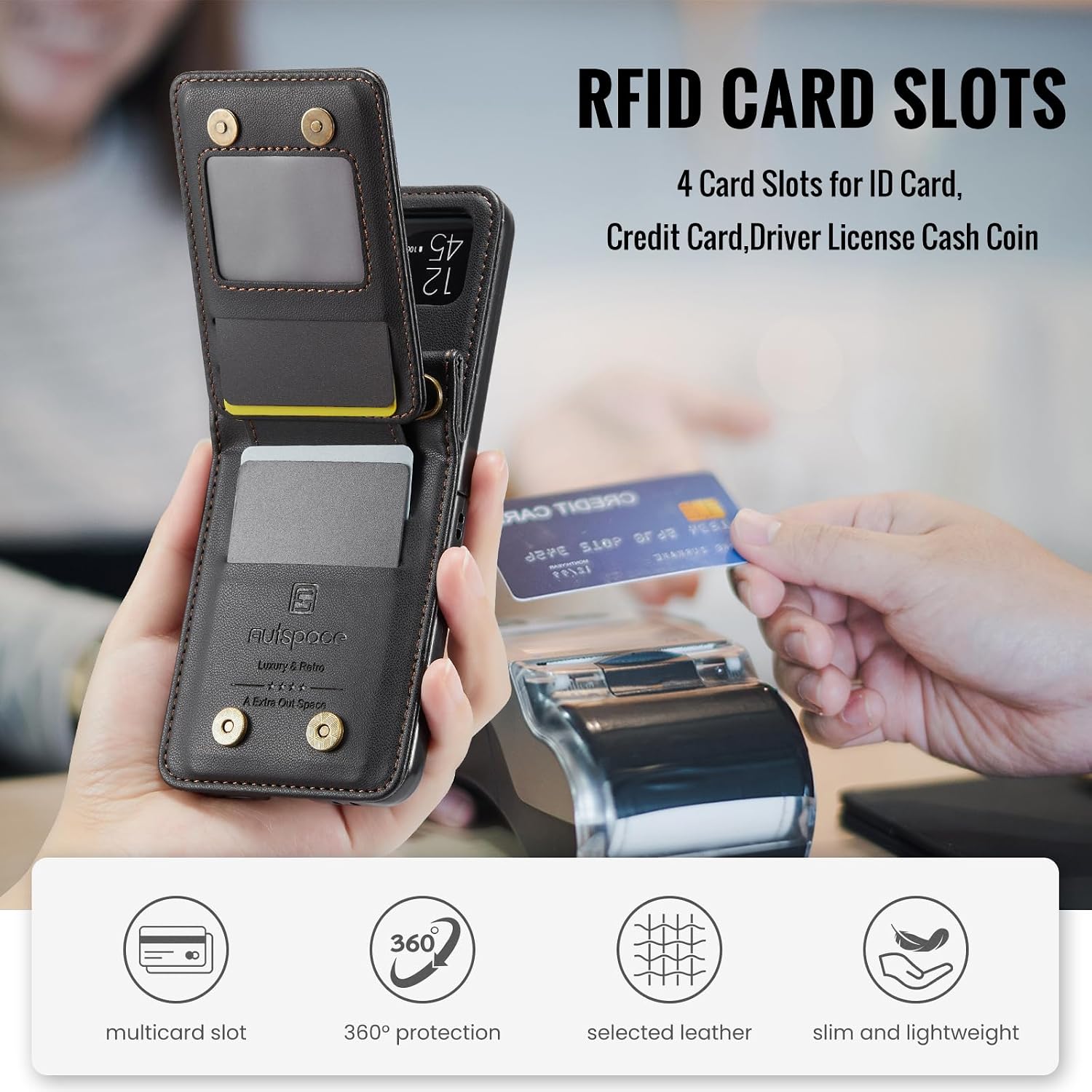 ASAPDOS Crossbody Case with Card Holder Compatible with Samsung Galaxy Z Flip 4,PU Leather Strap Wristlet Flip Case with Magnetic Closure and Card Holder for Men Women Black