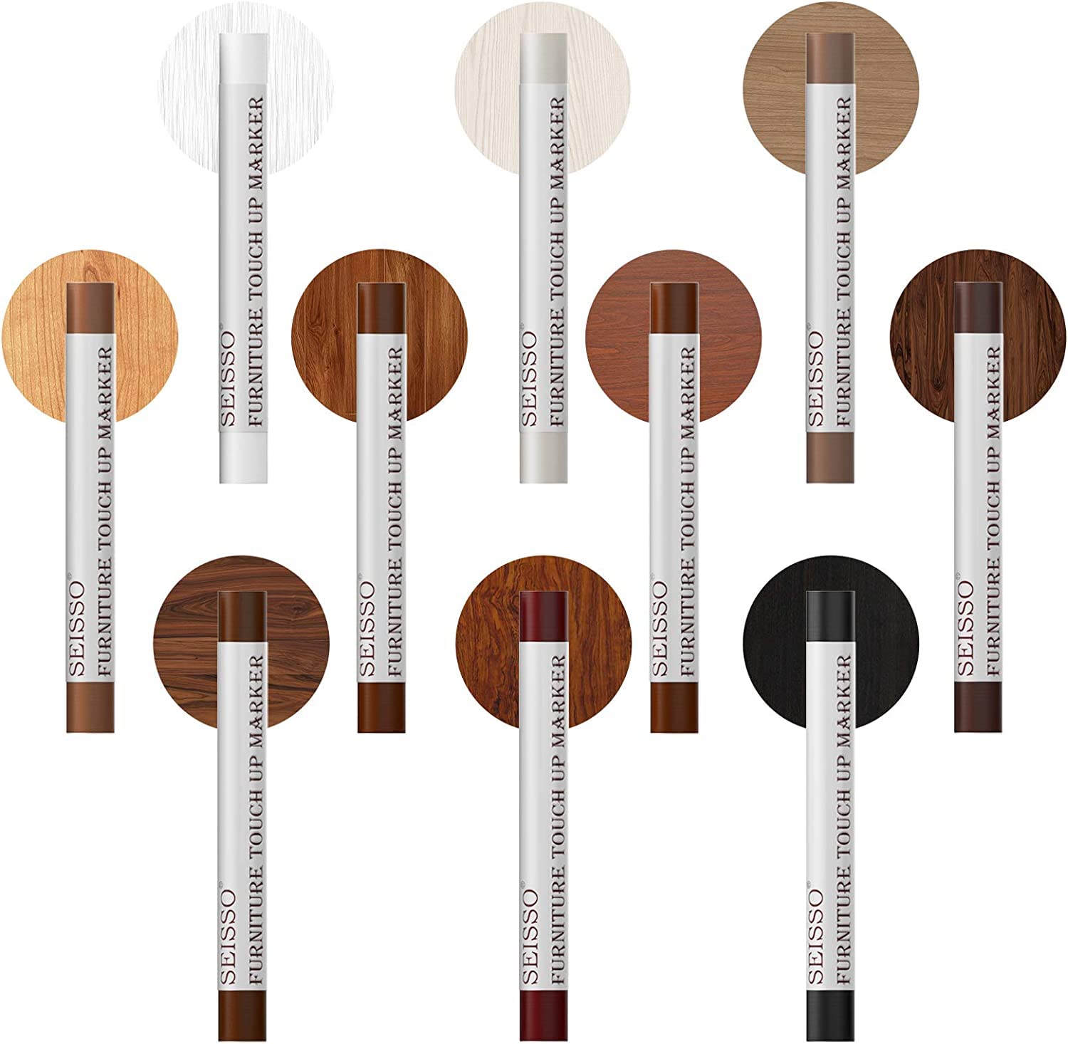 Kit 6 Bâtons De Cire SEISSO Pour Réparation Bois - Couleurs Chêne, Noyer, Frêne... - Pour Rayures Meubles Et Parquets