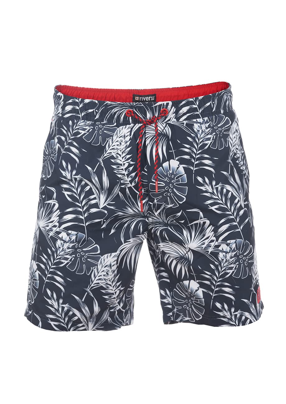 riverso Badehose Herren RIVKai Regular Fit Badeshorts Schwimmhose Sporthose Kurze Hose Shorts Tunnelzug Taschen Sommer Elastischer Bund Muster Schwarz Blau Grün Olive S M L XL XXL 3XL 4XL 5XL