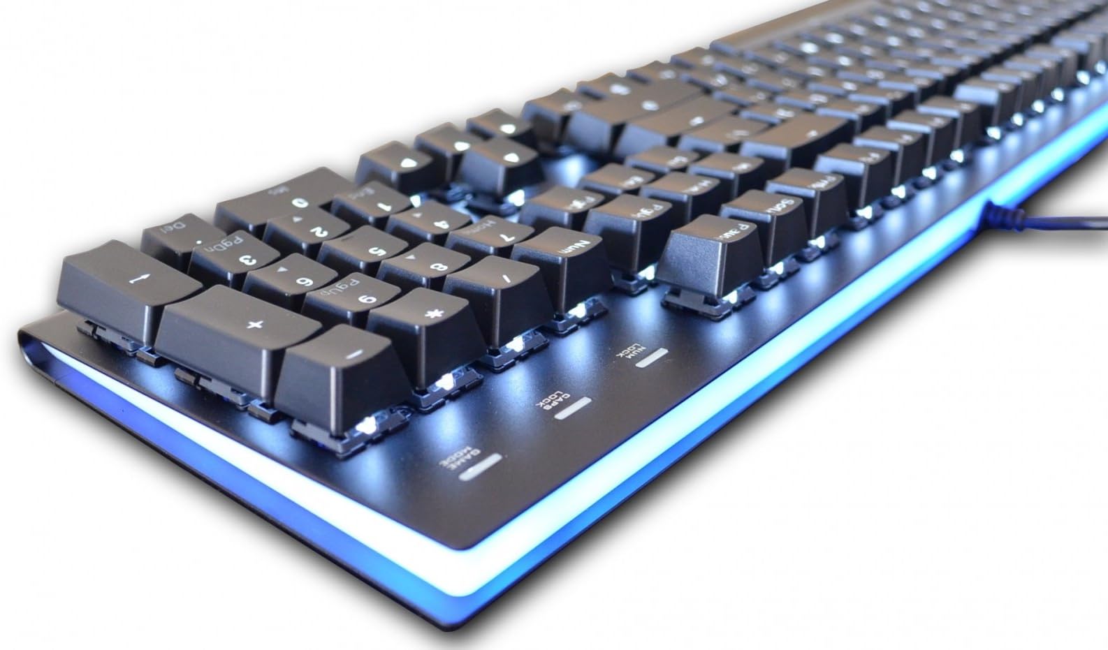 MK Fission RGB Acrylic White LED Backlit Mechanical Keyboard - Black Keycaps, Silent Red Cherry MX Switches