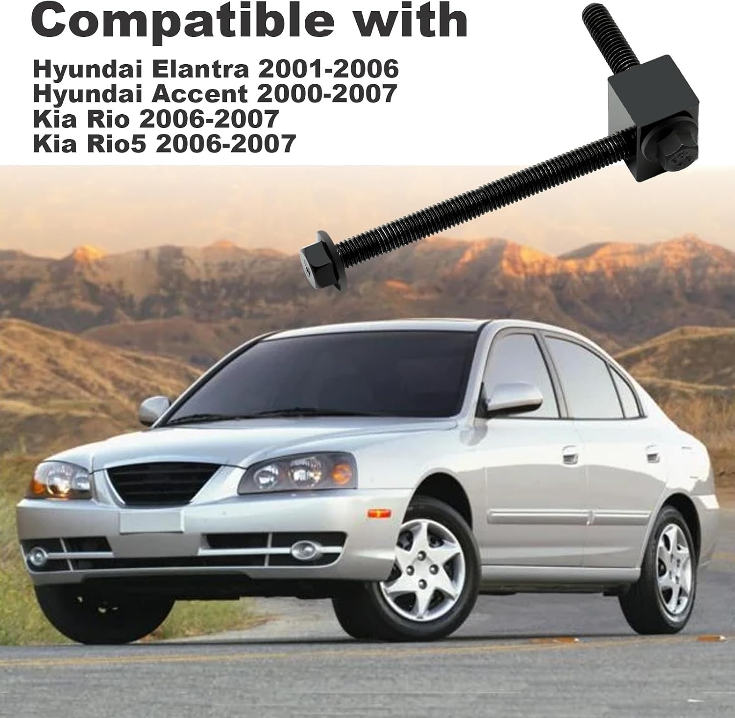 Alternator Pump Pulley Adjuster Kit Generator Mount Bracket Bolt Nut Compatible with Hyundai Elantra 2001-2006 Accent 2000-2007 Kia Rio 2006-2007 Rio5 2006-2007 Replace# 37463-33000