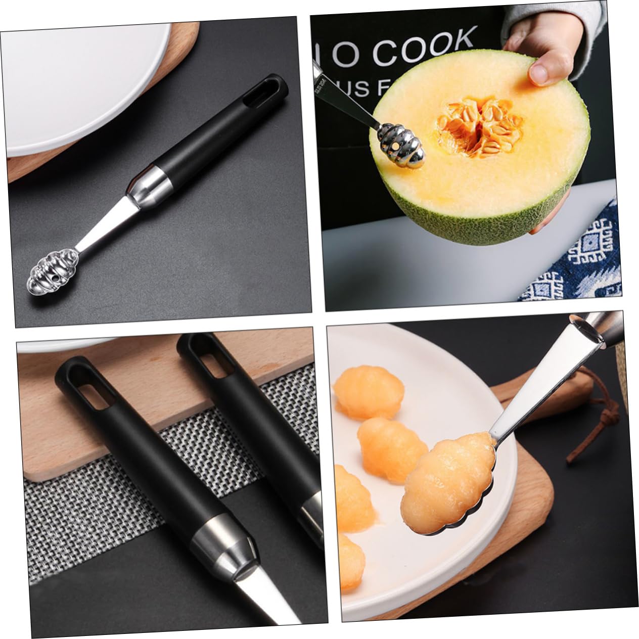 OFFSCH Fruit Slicer Kitchen Gadget Peeler Slicer Melon Ball Scooper Multi Functional Fruit Spoon