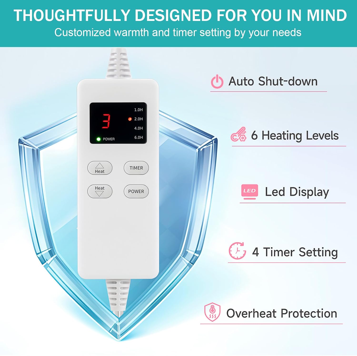 Cyan Heating Pad for Gifts Soothing Heat Therapy for Women & Men, Perfect Christmas, Mothers Day, Birthday Gifts fo r Her, Dad Gifts & White Elephant Gift, Cozy Stocking Stuffer for Men image 4