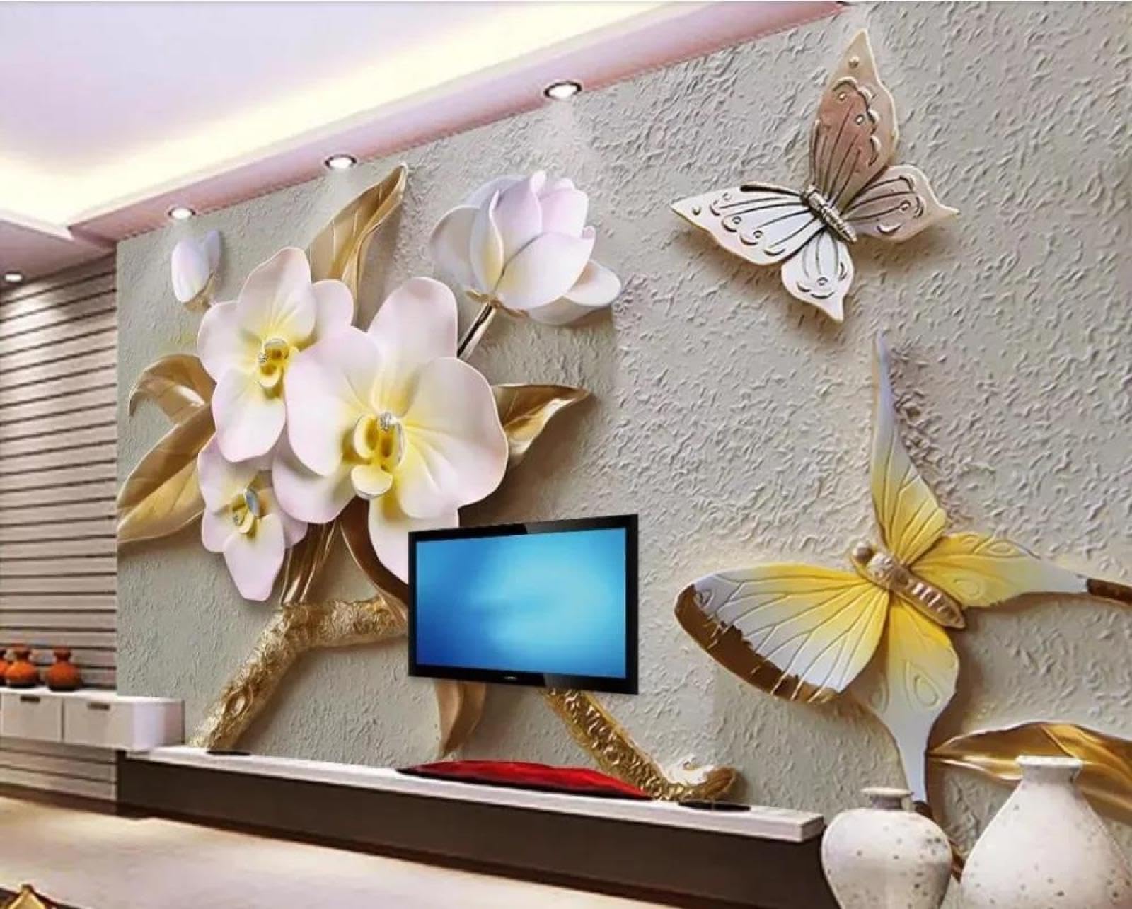 Papier peint mural 3D fleurs ILIYA tissu non tissé salon chambre coucher