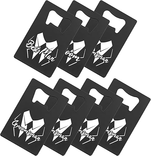 PartyGifts&beyond 7 piezas de regalos de despedida de soltero, abrebotellas, de acero inoxidable, tamaño de tarjeta de crédito, regalos de Gromsmen,