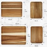 AZRHOM Large Wood Cutting Boards (Set of 4) for Kitchen Cheese Charcuterie Board (Gift Box Included) Acacia Butcher Block with Non-Slip Mats, Juice Groove and Handles (16x12, 14x10, Double 11x8 inch)