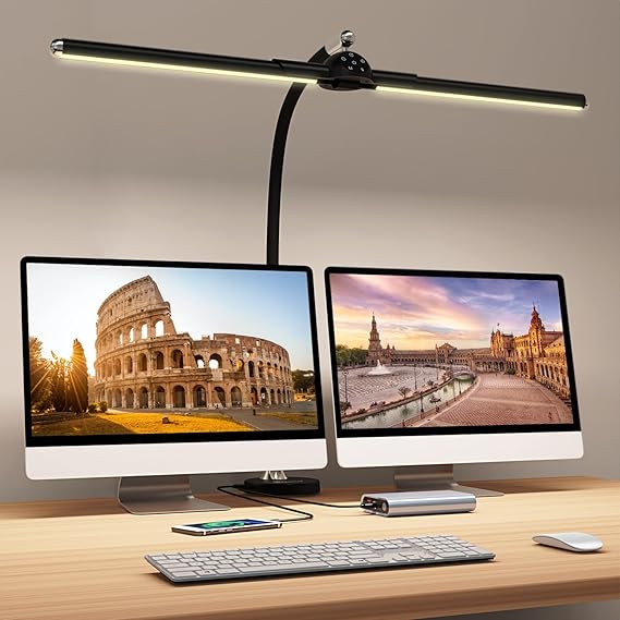 Megainvo LED Desk Lamp with Clamp, 24W Desk Light w/Timer