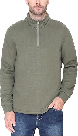BC Clothing Mens Bonded Fleece Lined Body Lined Quarter Zip Pullover Top