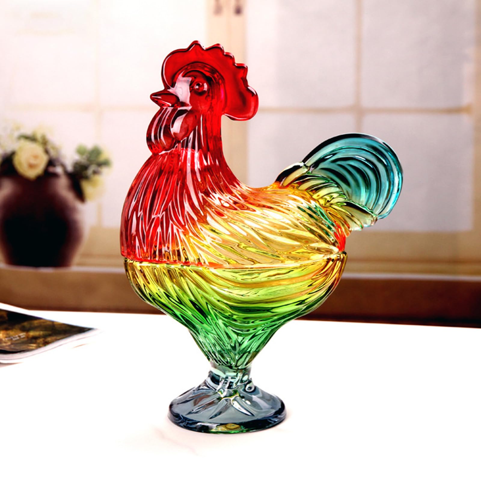 de caramelo de gallos de, cuenco decorativo cubierto para dulces con, vasos de, tarro de caramelos con forma de pollo, cuenco para aperitivos, de gallos de de