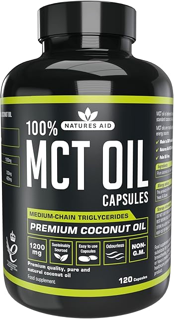 Natures Aid MCT Oil Capsules, 120 Capsules, 1200 mg