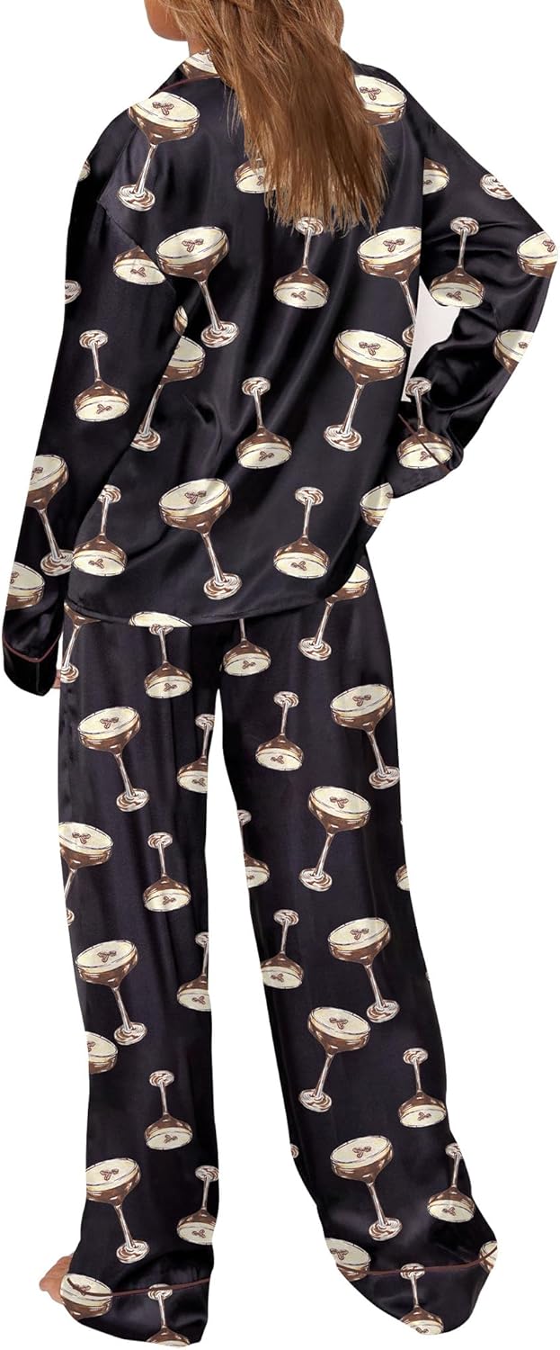 SHESHOW Satin Pajamas for Women Set Long Sleeve Button Down Sleepwear 2 Piece Nightwear Women Pjs Sets Size XS-XXL - Image 2