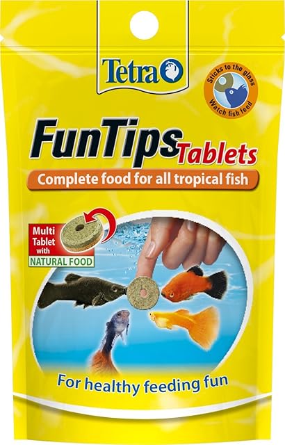 Tetra FunTips Tablets Fish Food, Complete Fish Food for All Tropical Fish for Healthy Feeding Fun, 20 Tablets