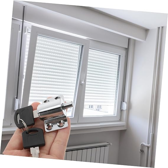 Sliding Window Lock Silver Zinc Alloy Security Lock for Horizontal Windows | Limiter Function, Childproof Design, Prevents Prying Open, for Sliding Doors and Horizontal Panes