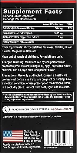 Vista 13 de FORCE FACTOR Tribulus Terrestris para hombres, paquete de 3, refuerzo de testosterona Tribulus para hombres, suplemento de vitalidad masculina