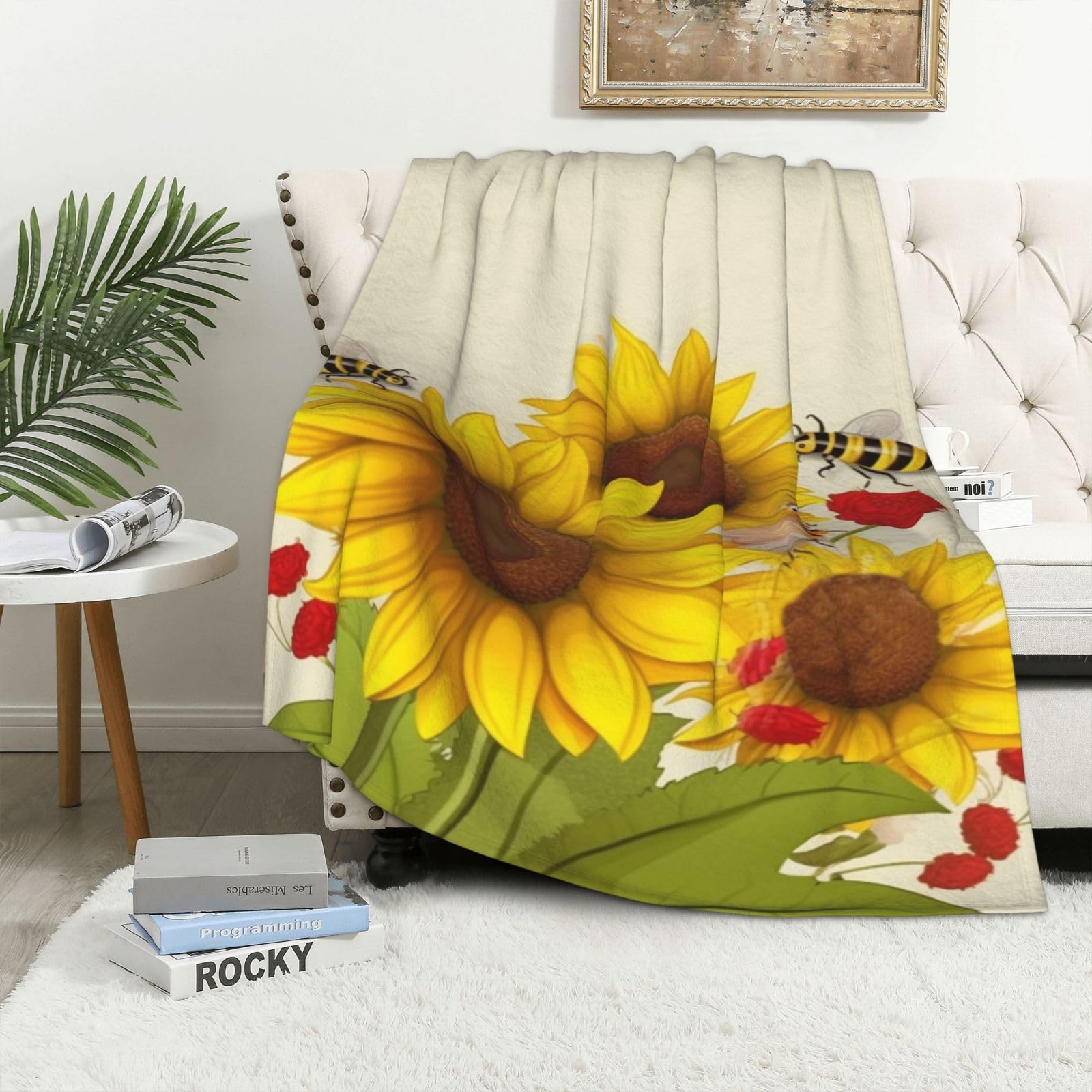Couverture polaire en flanelle chaude jeté de lit canapé fleur