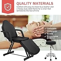 Vista 5 de Silla de tatuaje de masaje esteticista para cliente, 73 pulgadas, multiusos, 3 secciones, plegable, ajustable, para salón de spa, cama facial, mesa