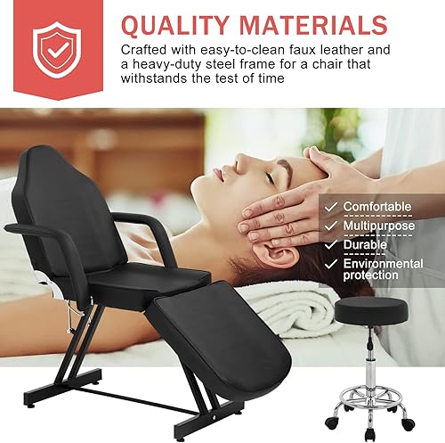 Miniatura 5 de Silla de tatuaje de masaje esteticista para cliente, 73 pulgadas, multiusos, 3 secciones, plegable, ajustable, para salón de spa, cama facial, mesa