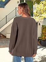 Vista 6 de LILLUSORY Suéter de punto de gran tamaño para mujer, ropa de otoño 2025, ropa de tela, cuello en V, botones frontales, tops casuales de moda