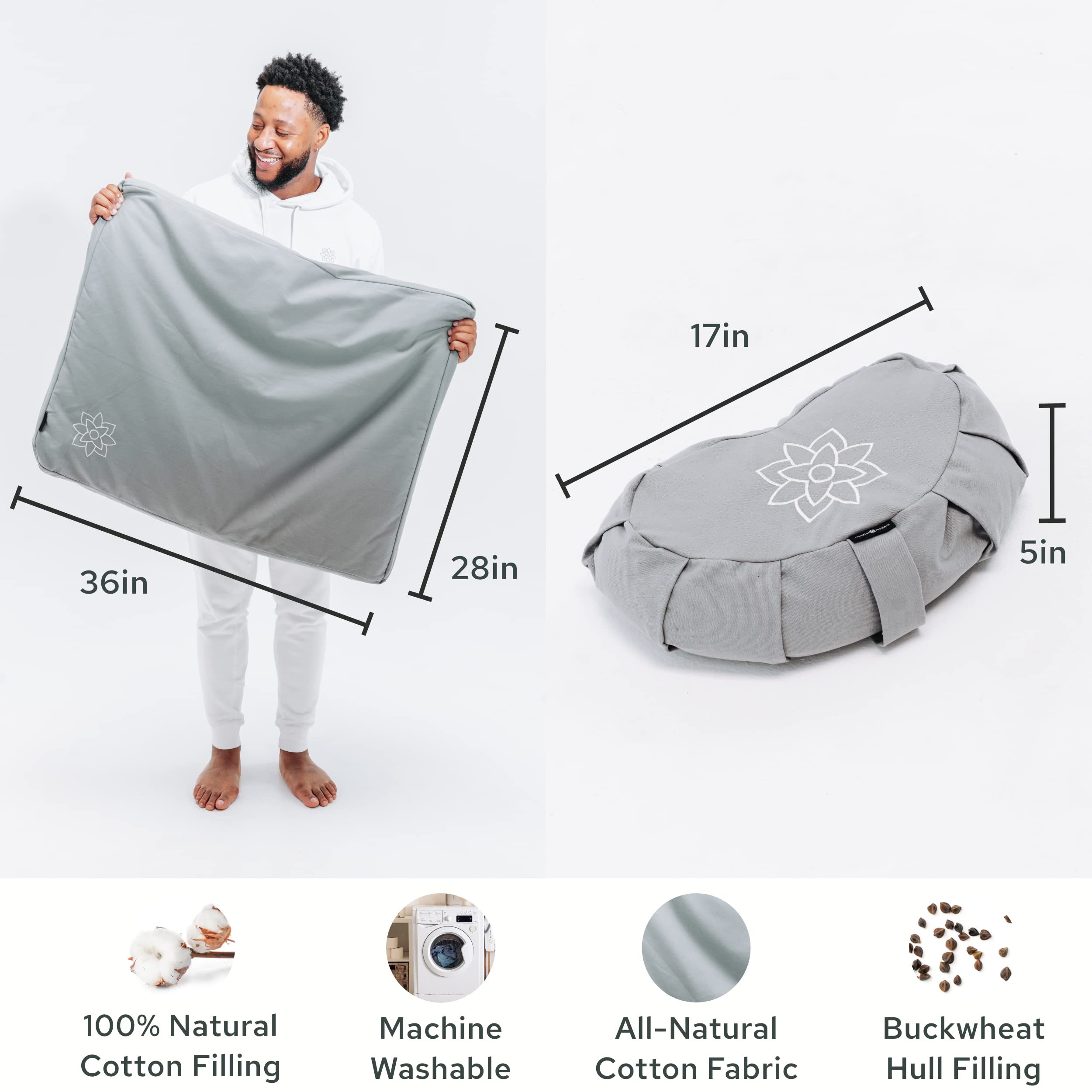 Mindful & Modern Zabuton Meditation Mat - Velvet Floor Cushion For Yoga, Kneeling, Sitting Support