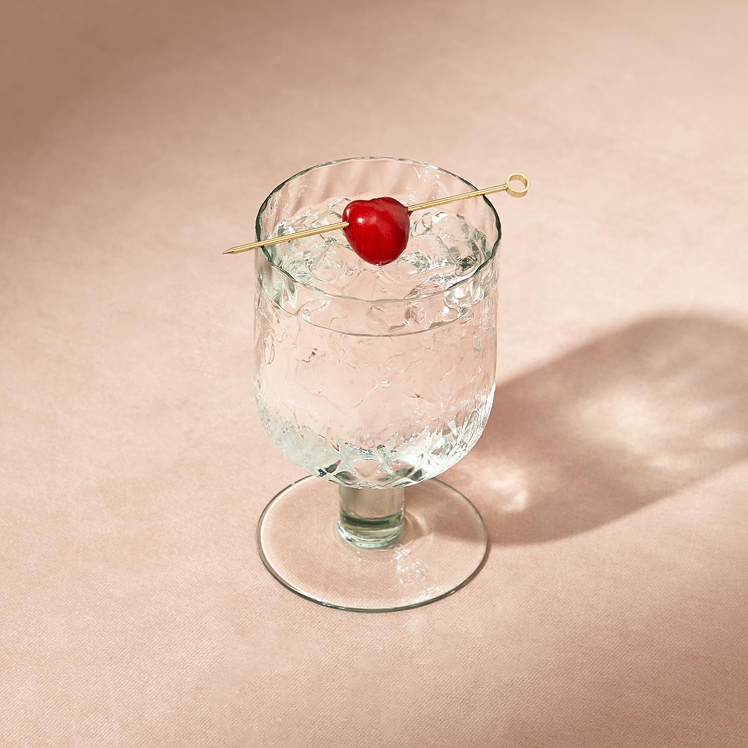 mopio Adore Beaded Goblet Set of 4, 12 oz, Dishwasher Safe, Trendy Party and Home Bar Stemware for Cocktails and Wine, Perfect Drinkware Gift in Eco-Friendly Packaging, Soda-Lime Glass (Light Blue)