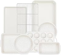 AOTASO 8-Piece Nonstick Silicone & Carbon Steel Bakeware Set with Metal Frame - Stackable Oven-Safe Baking Pans, Cream