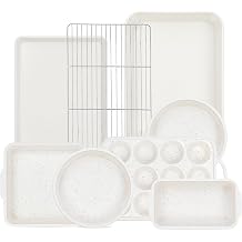 8 Pcs Baking Pans Set, Silicone Bakeware Sets with Metal Reinforced Frame, Nonstick Stackable Carbon Steel Non Toxic Baking Sets for Cooking Cream