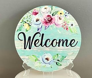 Farmhouse Welcome Sign, Wreath Attachment, Floral Sign, Round Metal Sign, Farmhouse Decor, Every Day Sign, Spring Decor Wreath Sign Funny Wall Decor Home Decor Gifts 6x6 inch