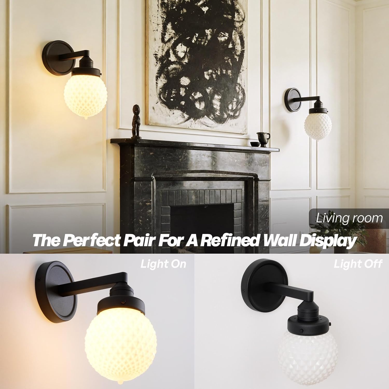 Vintage Wall Sconce Black Vanity Light with Milk White Glass Hardwired Farmhouse Sconce Lights for Bathroom Over Mirror Hallway Entryway Living Room E26 Indoor