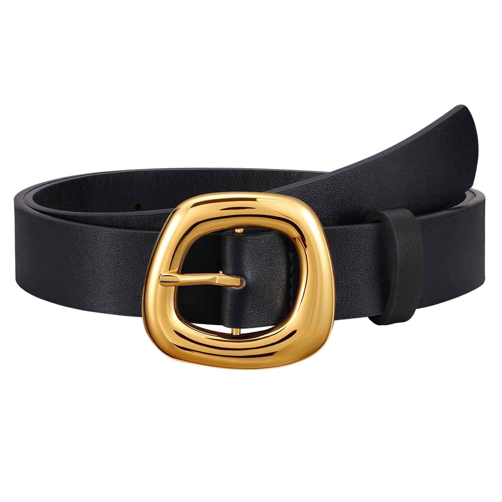XZQTIVE Casual Leather Belts for Women Stylish Design with Gold Buckle, Elegant Ladies Belts for Jeans Dresses Pants