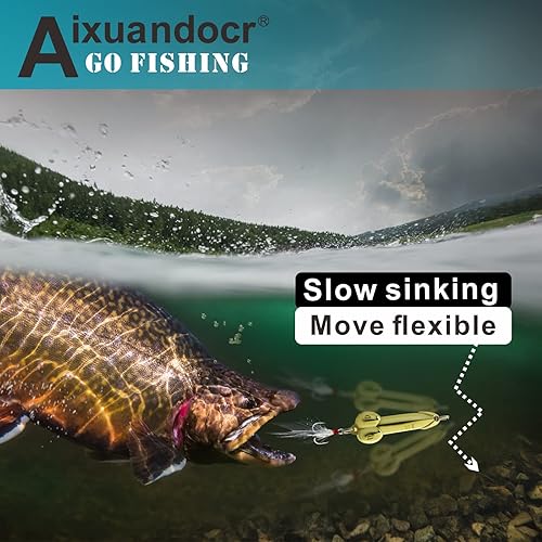 Miniatura 2 de Señuelo de pesca de lubina, cucharas de pesca, señuelos de pesca de superficie con anzuelos de tres puntas, señuelos de pesca de trucha, aparejos de