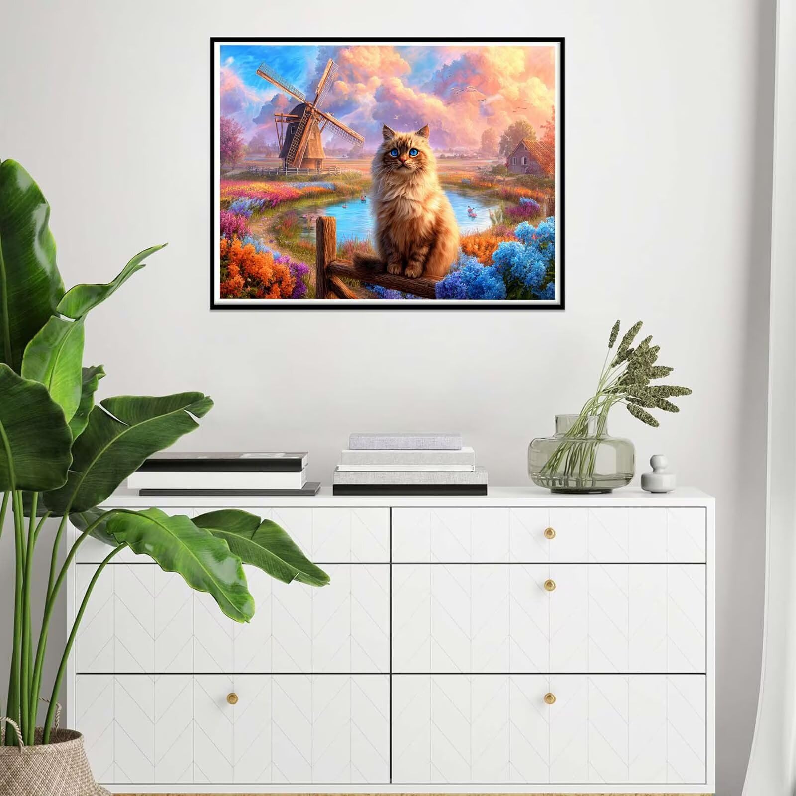 Katze Malen Nach Zahlen, DIY Set Kreatives für Erwachsene 90x120 cm j0-798