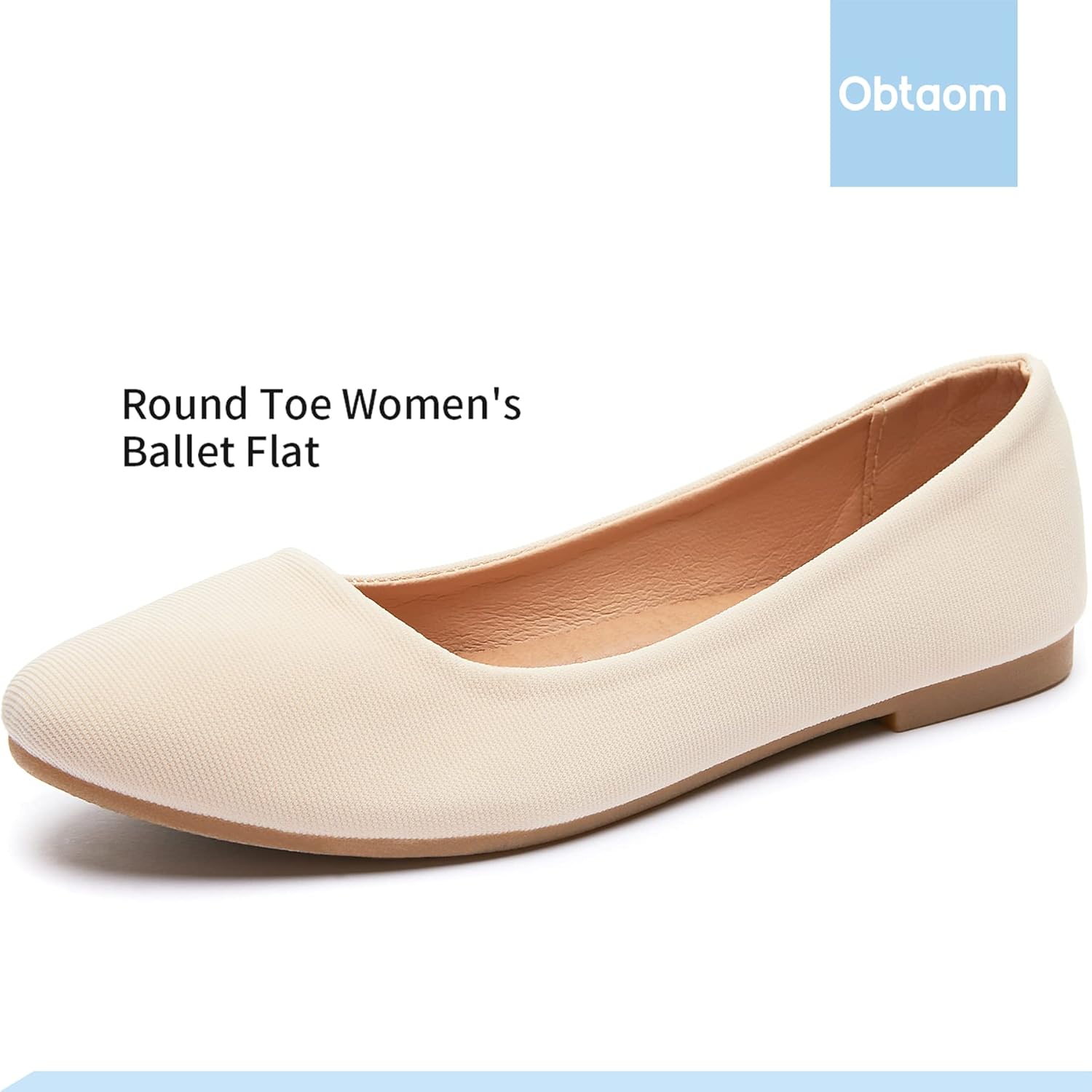 Obtaom Round Toe Women Flat Shoes Slip on Girls Dress Black Ballet Flats - Image 3