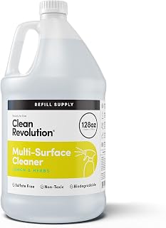 Clean Revolution Lemon & Herbs Multi-Surface Cleaner Refill - Non-Toxic Eco-Friendly Plant-Based 128oz Gallon
