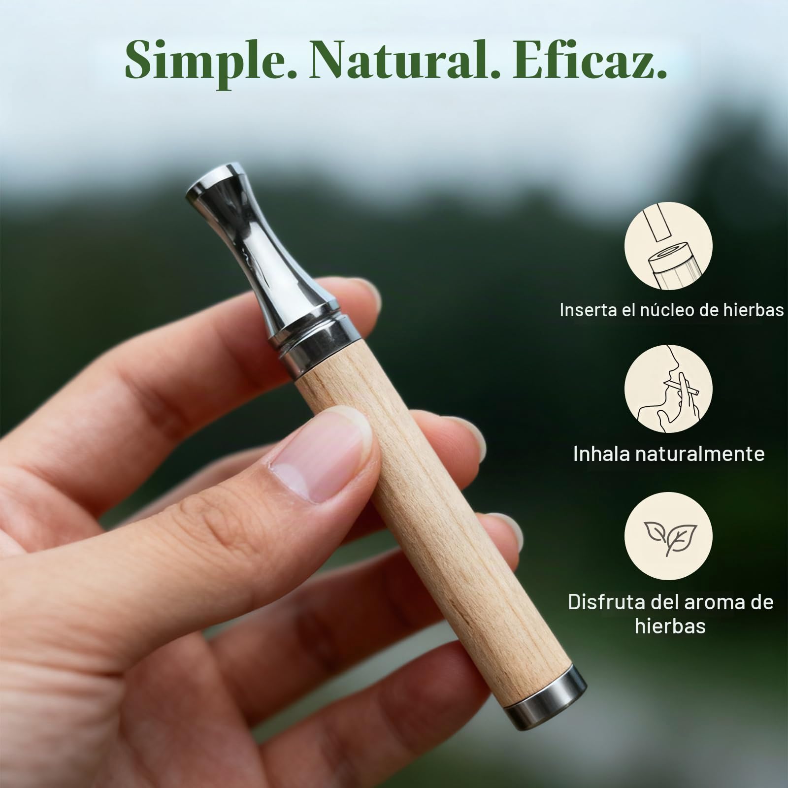 Inhalador Herbal Air Stick sin humo, barril de madera de arce y punta de acero inoxidable, 4 aromas: menta, limón, sandía y sin perfume, difusor de aroma relajante, portátil, no eléctrico