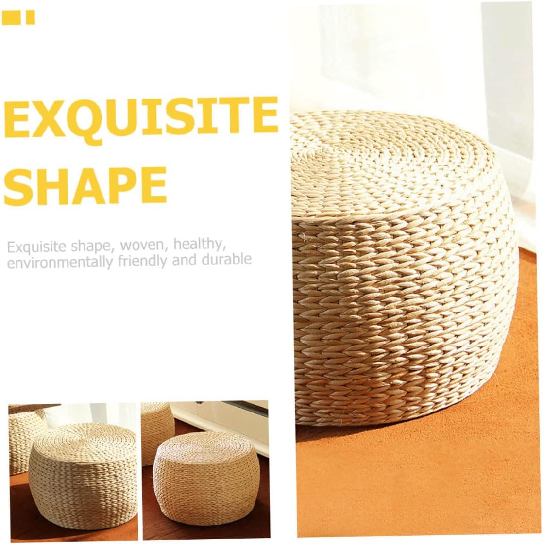 Gatuida Woven Footstool for Shoe Changing -Skid Design Modern Minimalist Entrance Stool Natural Material for Home Bathroom and Bedroom Use