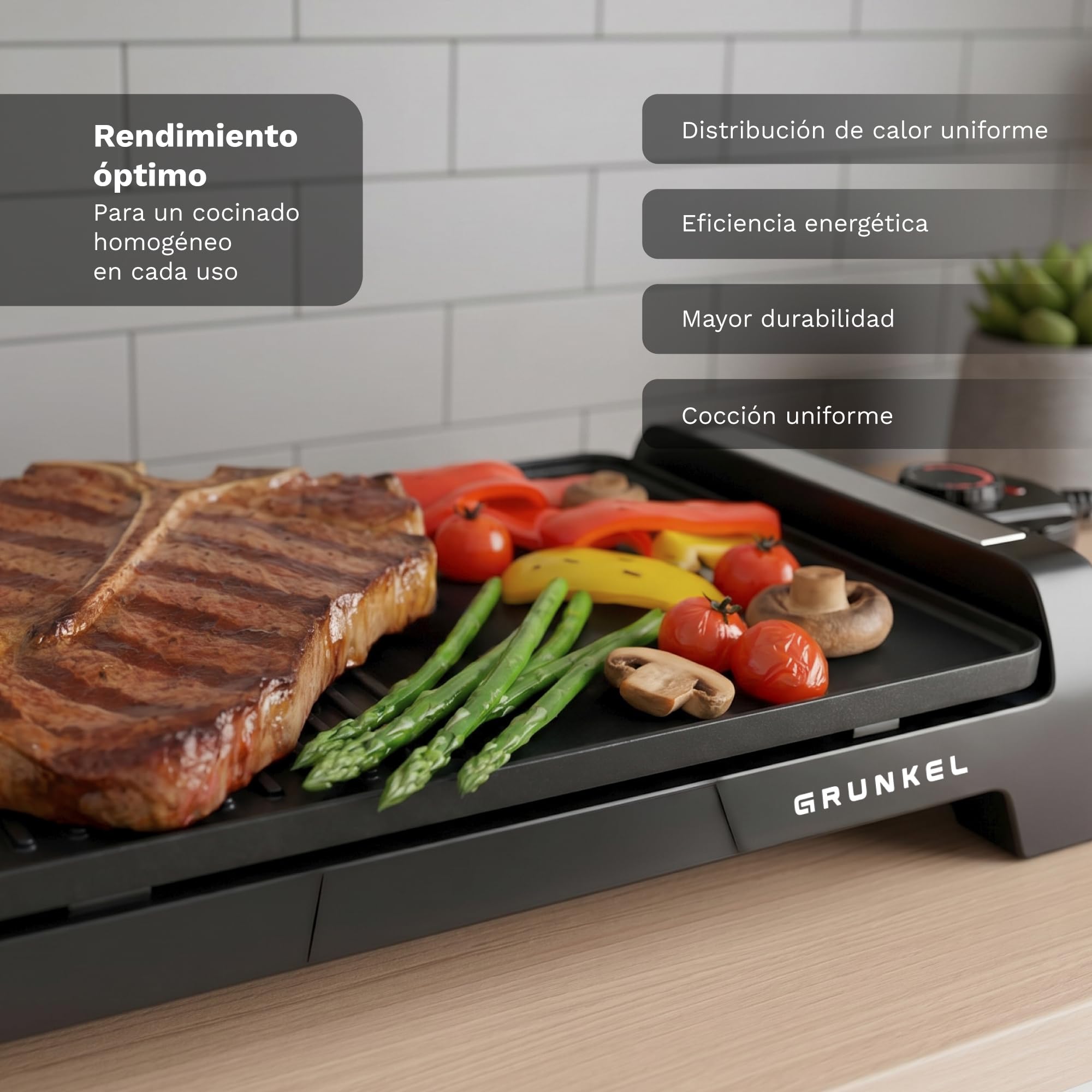GRUNKEL bk-dh51 Contact Grill de table électrique 2200 W Noir – Barbecue (2200 W, contact Grill, électrique, table, noir, rectangulaire)
