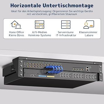 2HE 19 Inch Wall Mount Rack Vertical & Under-Sink Mounting Steel Server Rack Holder for Network Switch Patch Panel or Server Maximum Load 55 kg Includes Mounting Material