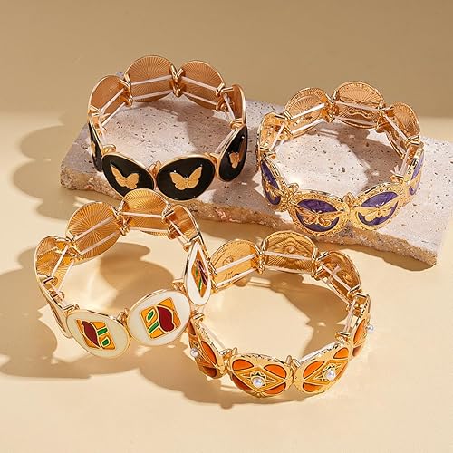 Miniatura 6 de Pulsera de oro para mujer, pulseras Strecth con círculo geométrico a la moda, joyería de tendencia de mariposa