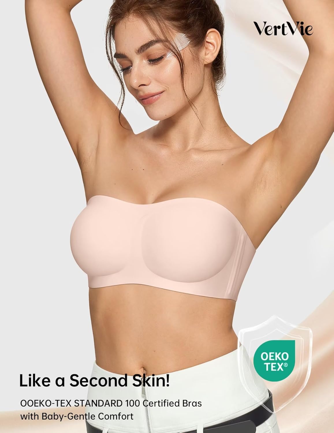 Vertvie Women's Wireless Strapless Bra Seamless Padded Bandeau Bra Non-Slip Silicone Tube Top Push Up Convertible Bralette - Image 5