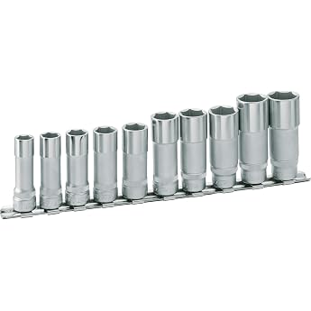 HAZET 880LG/10H 240 mm 6-Point Hexagon Traction Profile Socket Set - Chrome-Plated/Polished | 3/8 Zoll (10 mm) Vierkant hohl,