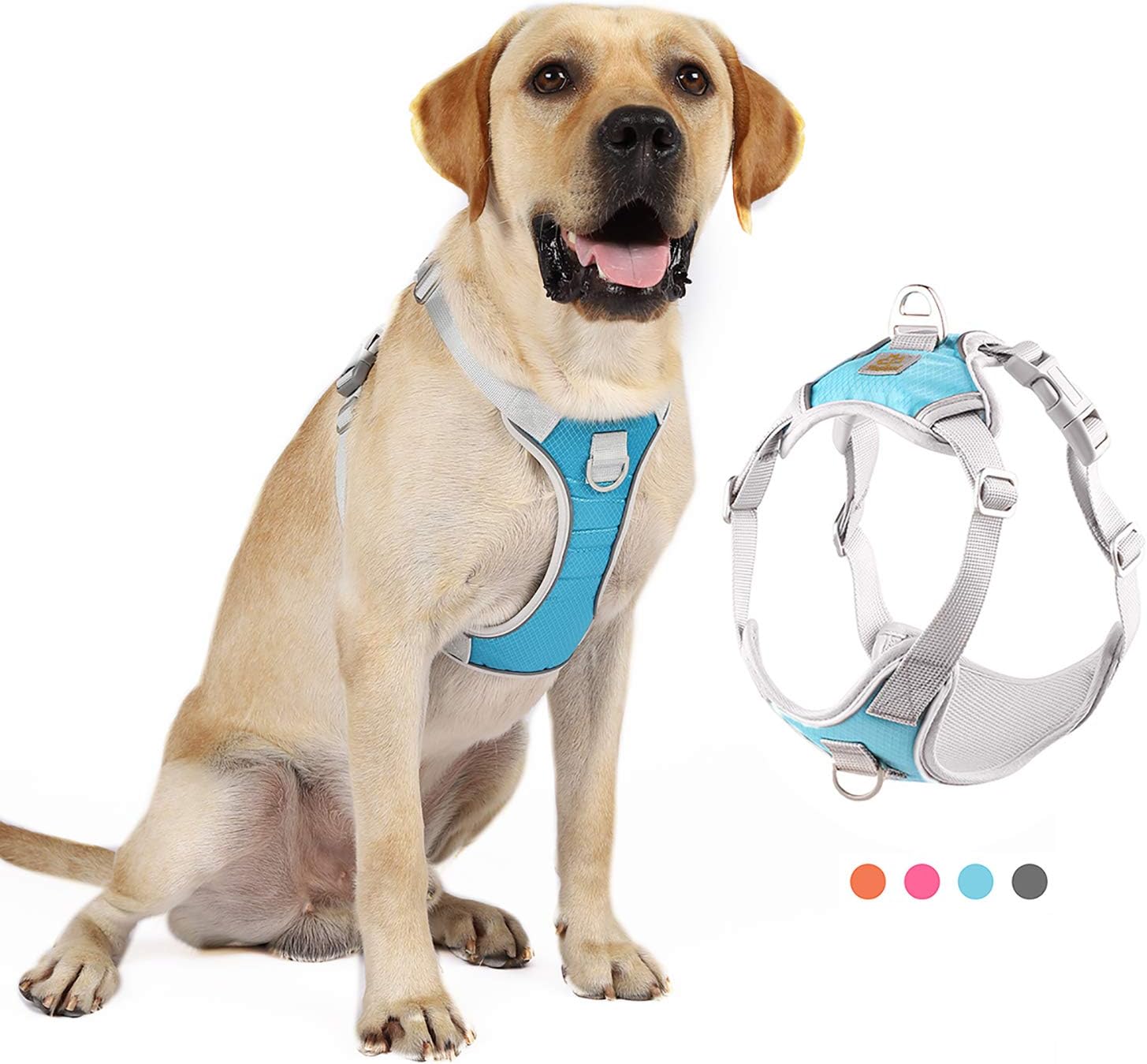 Negbpol Dog Harness, No-Pull Reflective Vest Pet Harness with 2 Leash Clips,Lightweight No Pull Dog Harness Adjustable Breathable Pet…