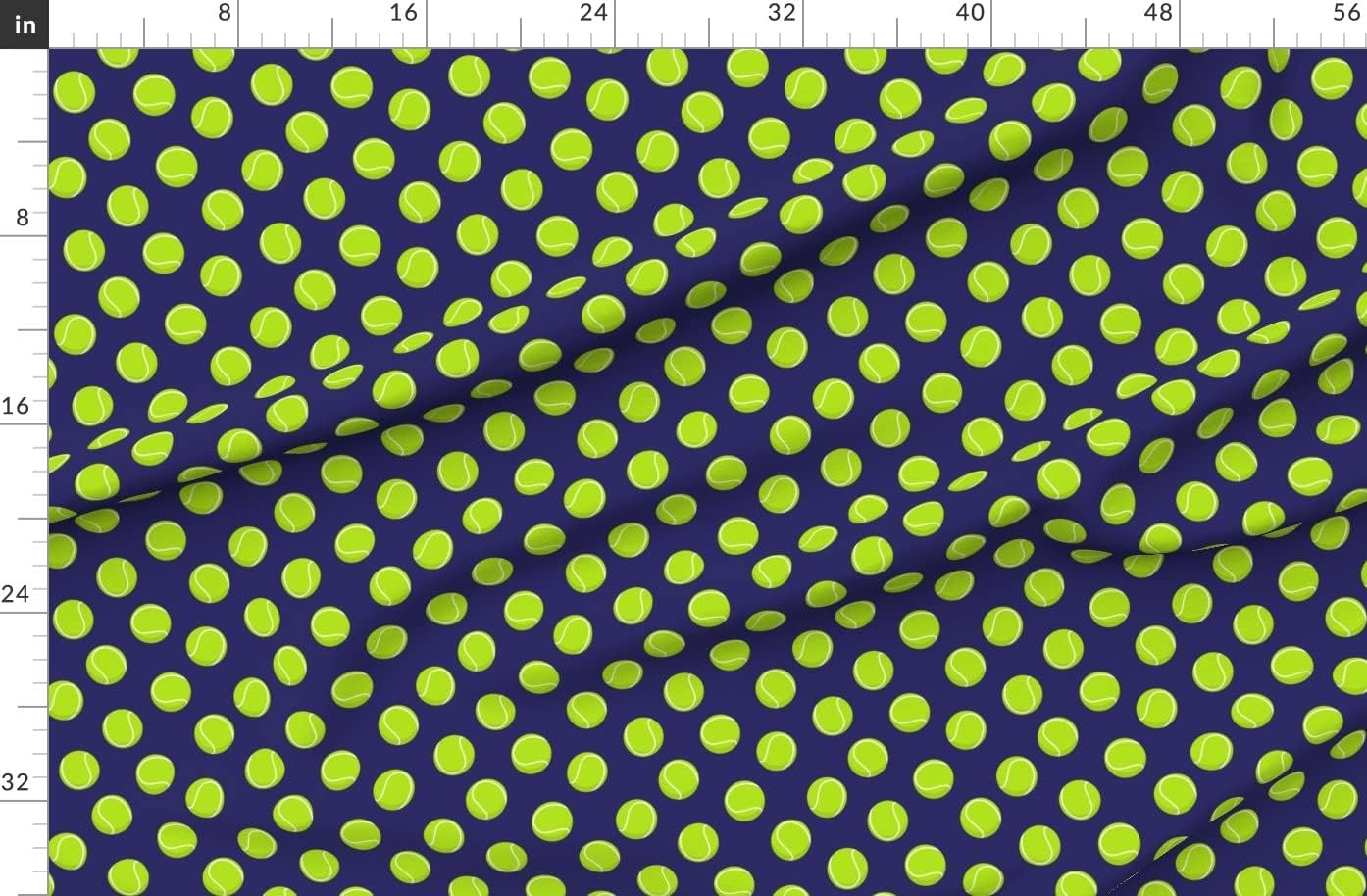 Spoonflower Fabric - Tennis Balls Blue Doggy Dog Fun Printed on Organic Cotton Sateen Fabric by The Yard - Sewing Quilting Apparel Home Decor