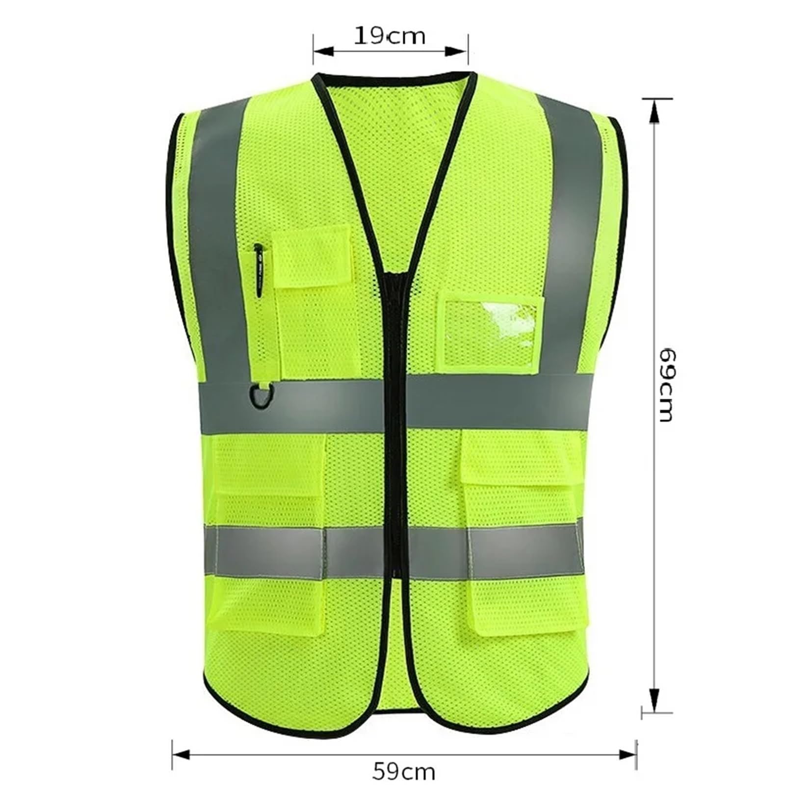 Chaleco de Seguridad Reflectante Alta Visibilidad for Verano, Unisex, Bolsillos con Cremallera, sin Mangas, for construcción, Trabajo Nocturno(Light Blue)