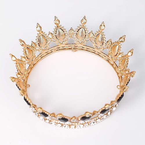Miniatura 5 de FORSEVEN Corona de reina con diamantes de imitación, coronas y tiaras de boda para mujer, accesorios para el cabello, corona de cumpleaños de