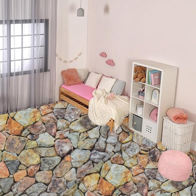 60 hojas adhesivas para pisos y paredes de casitas de muñecas miniatura 5