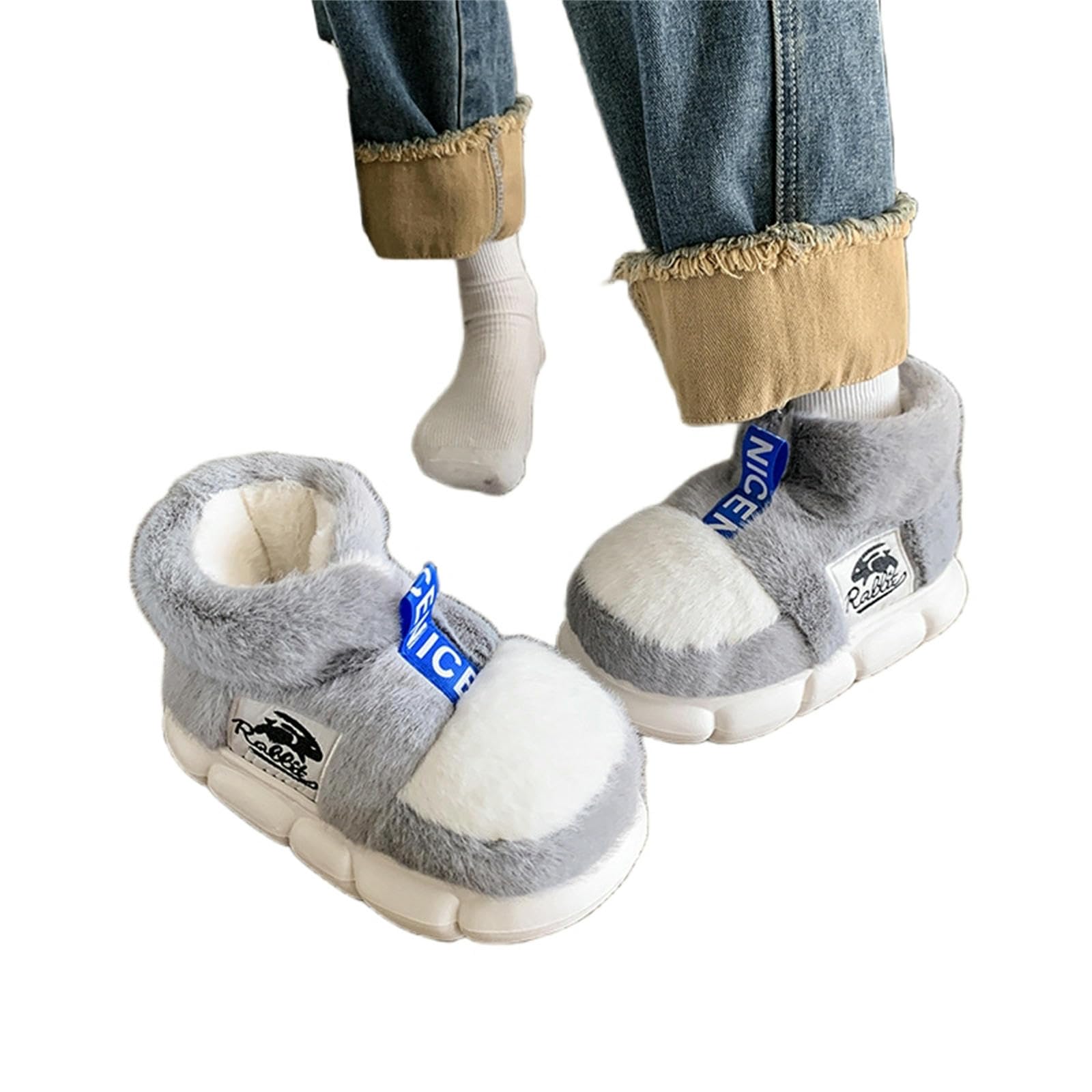 Pantoufles chaussons hommes et femmes gris taille 44 45 avec intérieur peluche