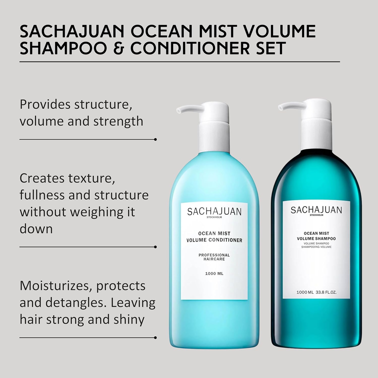 SACHAJUAN Ocean Mist Volume Shampoo and Conditioner Set | Ocean Silk Technology & Vegetable Proteins for Volume, Structure & Body | Lightweight Hydration | Vegan & Paraben-Free |