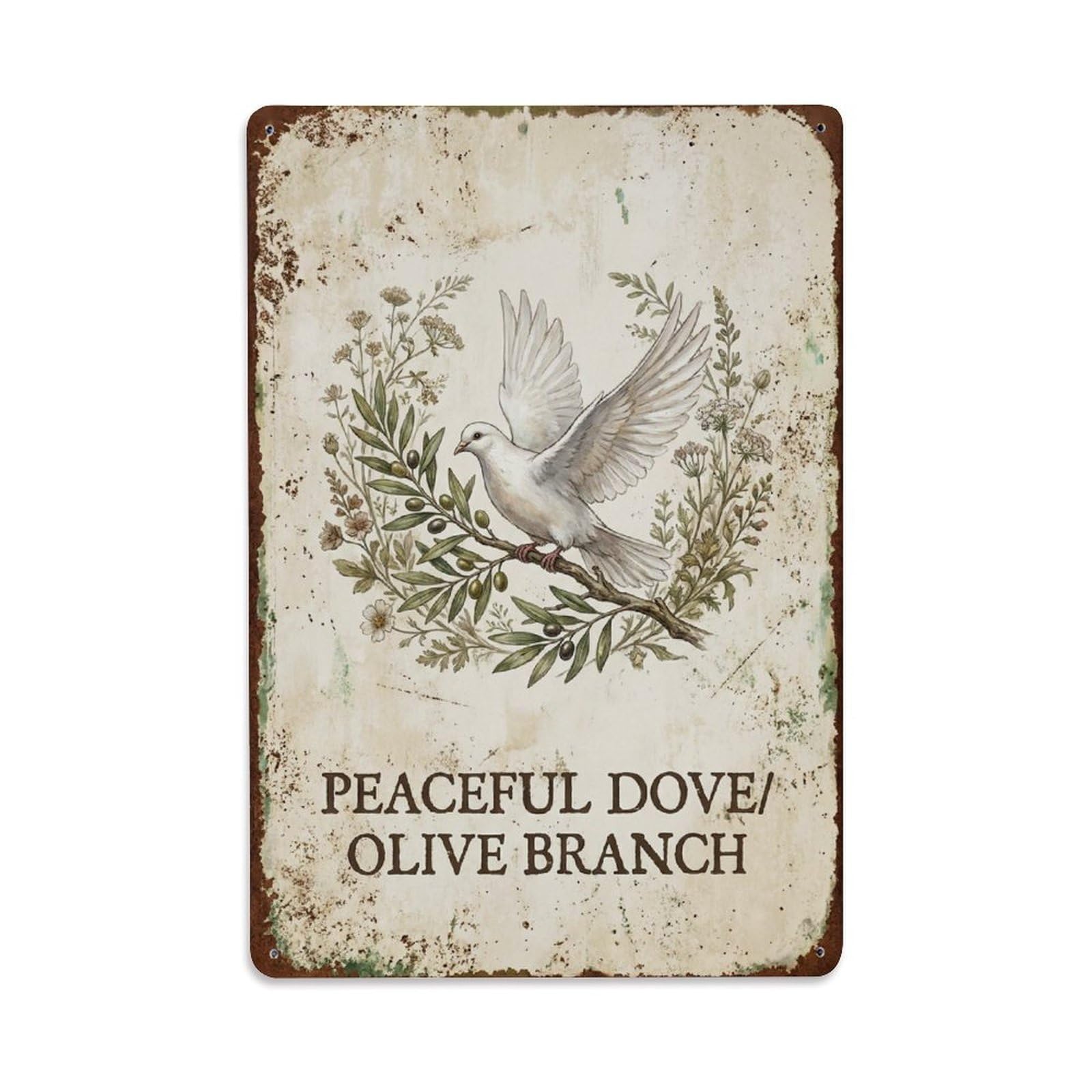 Okngb Style Classic Dove Wildlife Motto Vintage Playful Graphic Metal Tin Sign Plaque Wall Decor For Cafe, Man Cave, Club Bar, Office, Home Garden Round Metal Poster 8X12inch